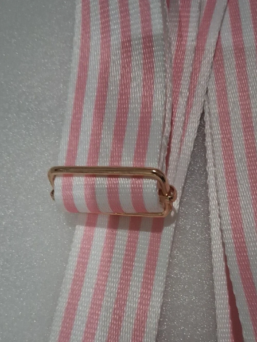 Adjustable Pink and White Striped Bag Strap - Unbranded
